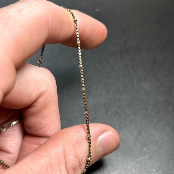 Sterling Silver 925 Beaded Box Link Bracelet Anklet Spring Ring Clasp Sz 9.25'' - Picture 5 of 10